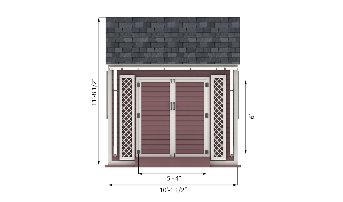 10x10 garden shed front side preview
