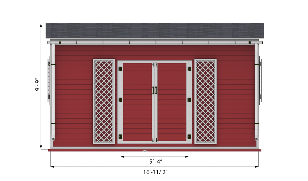 14x16 lean to garden shed front side preview