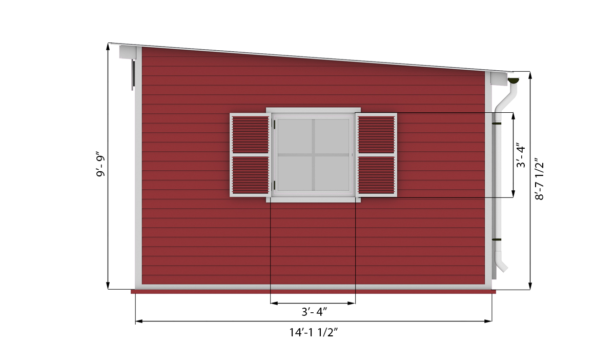 14x16 lean to garden shed side preview