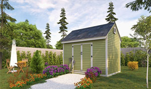 10' x 10' Deluxe Modern Roof Style #D1010M Free Material List Shed Plans 