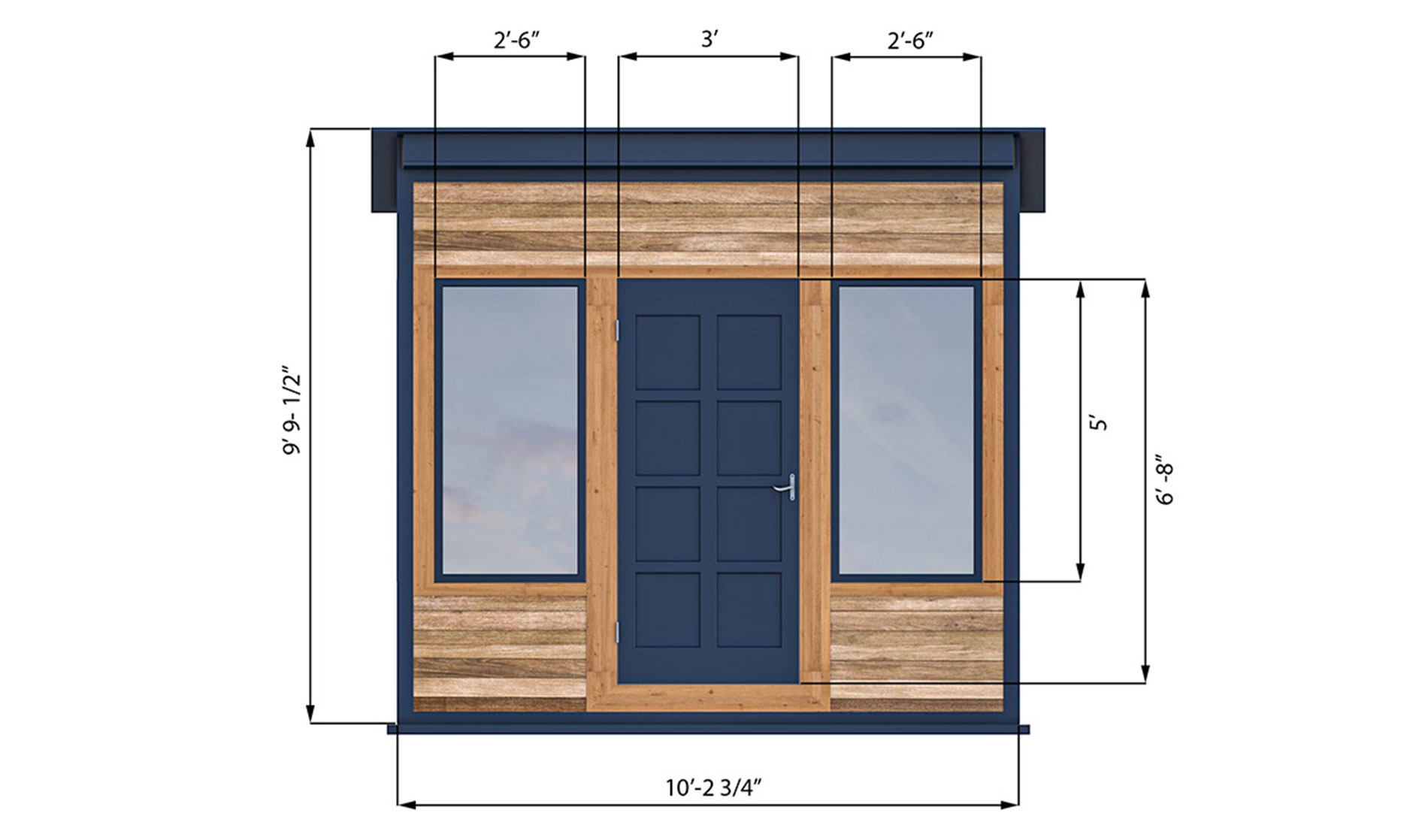 10x10 office shed front side preview