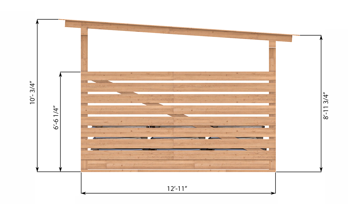 12x16 firewood shed right side preview