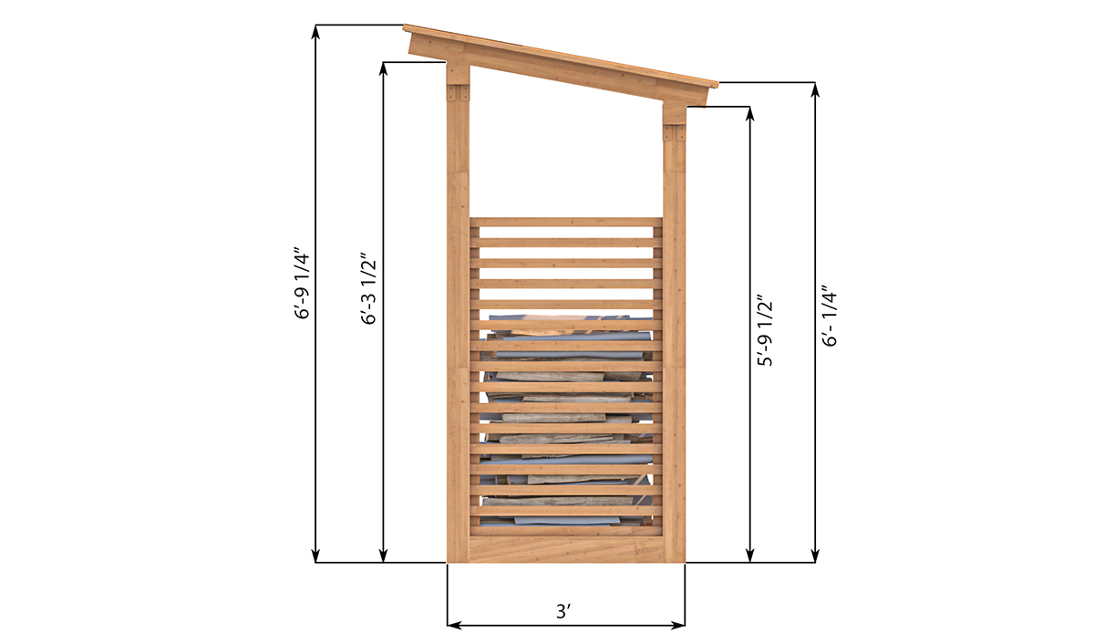 3x6 firewood shed right side preview