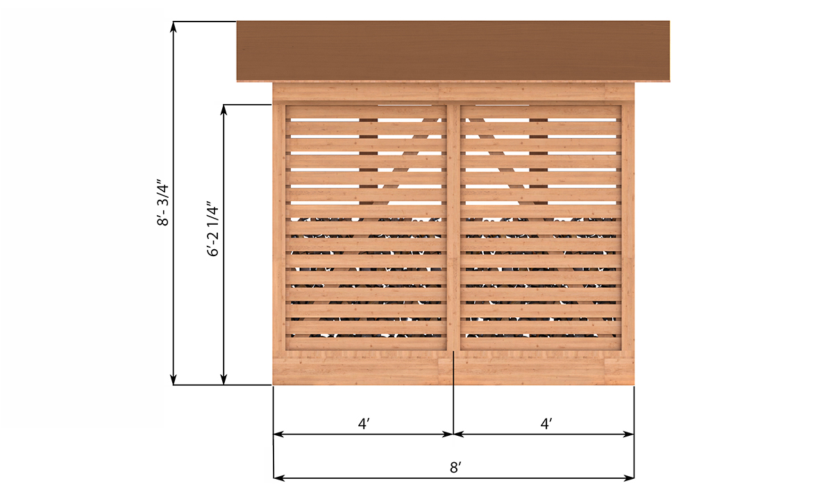 4x8 firewood shed back side preview