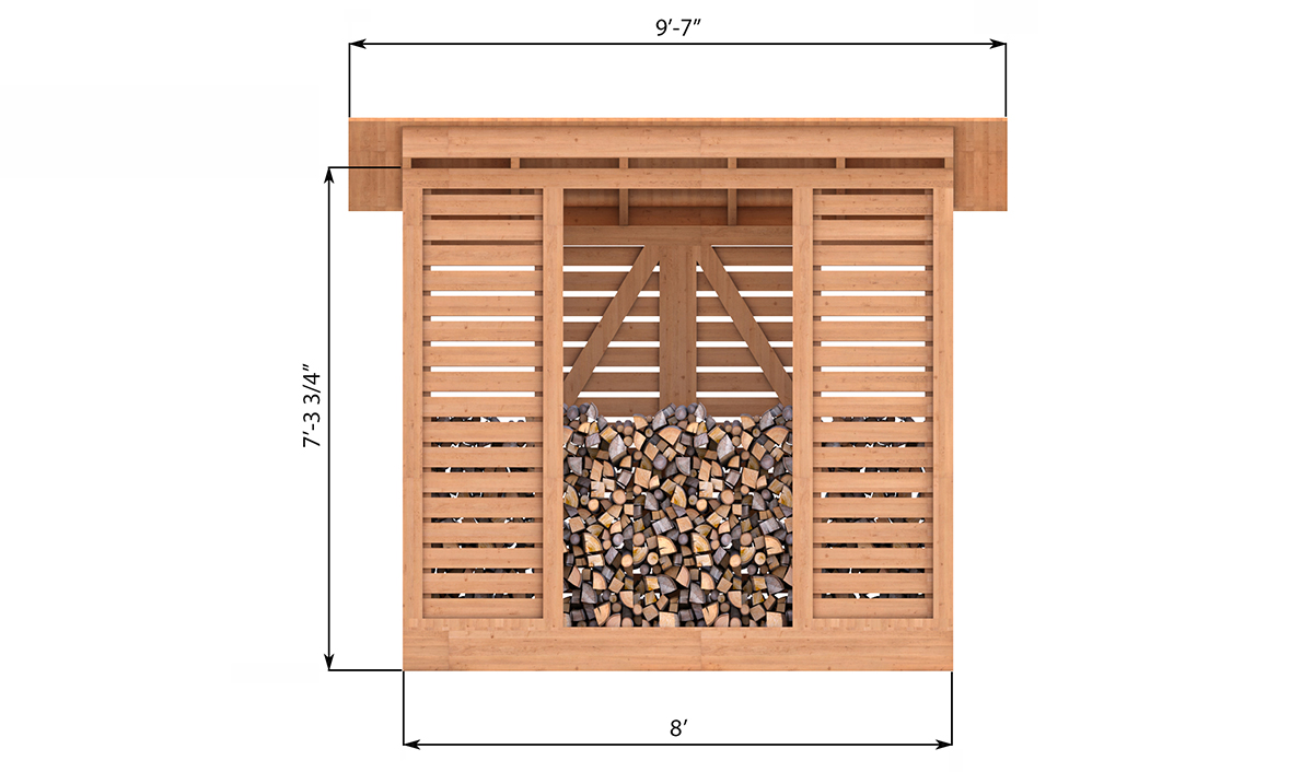 4x8 firewood shed front side preview