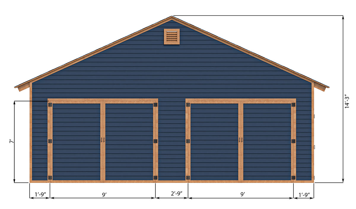 24x24 garage shed front side preview