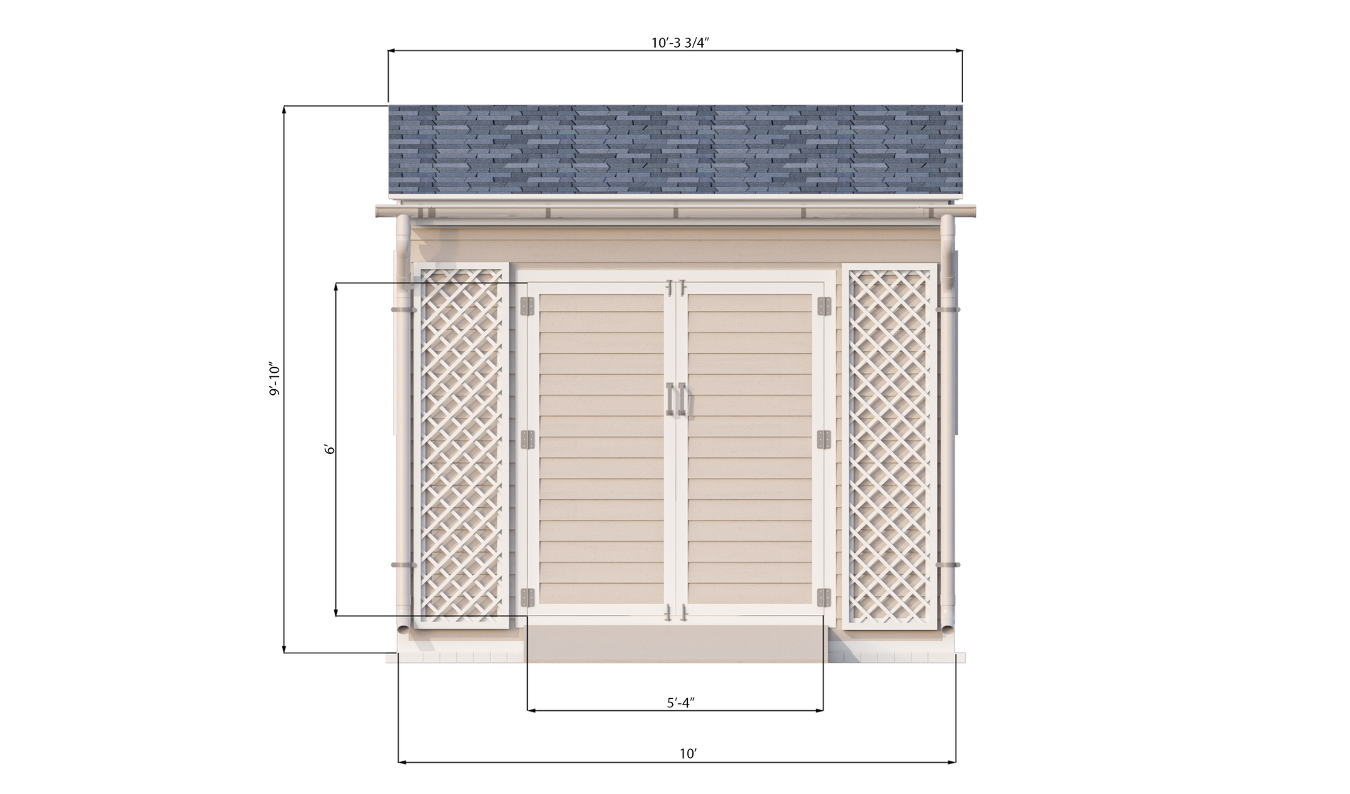 10x10 lean to garden shed front side preview