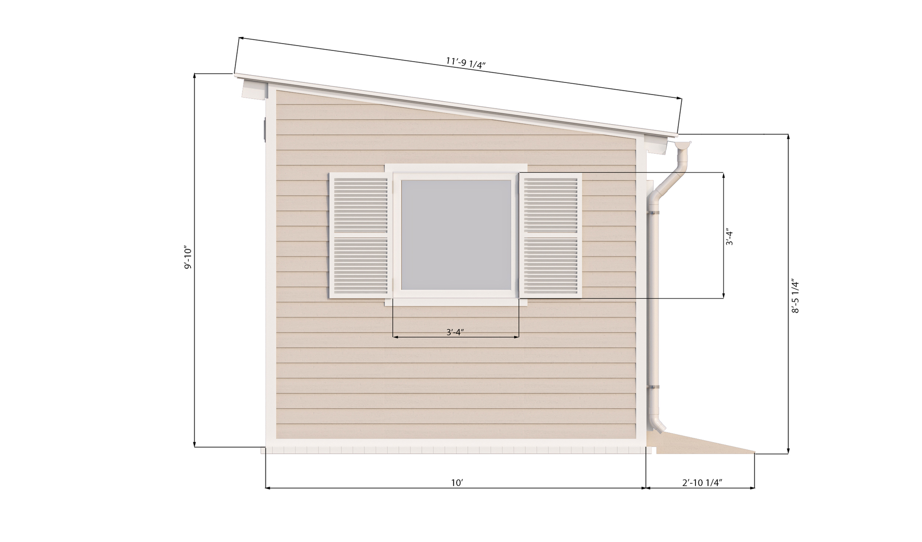 10x10 lean to garden shed right side preview