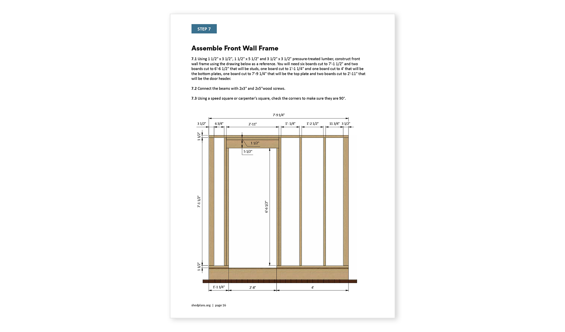 4x8 gable storage shed front wall framing