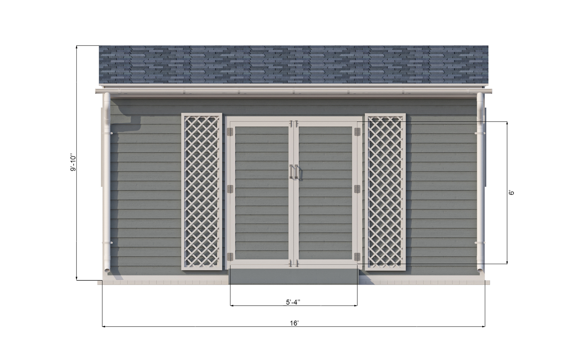10x16 lean to garden shed front side preview