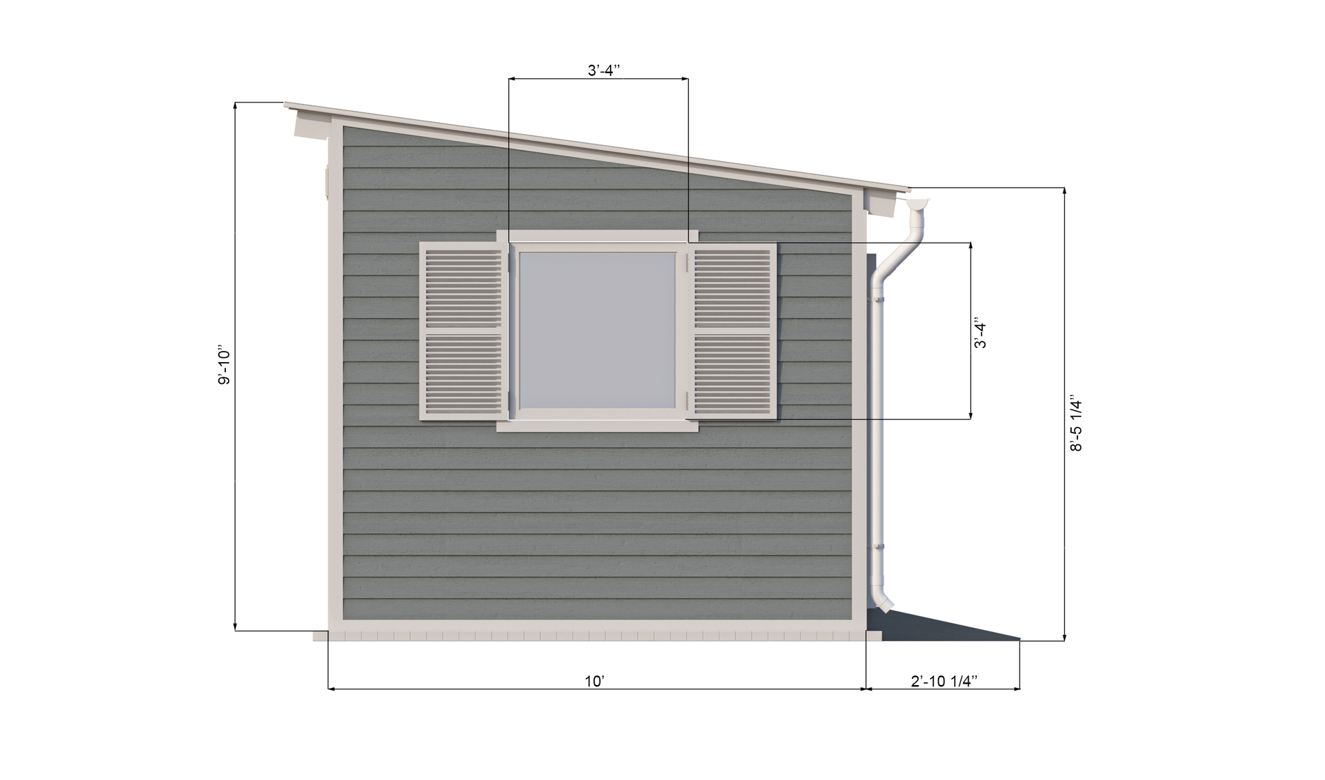 10x16 lean to garden shed right side preview