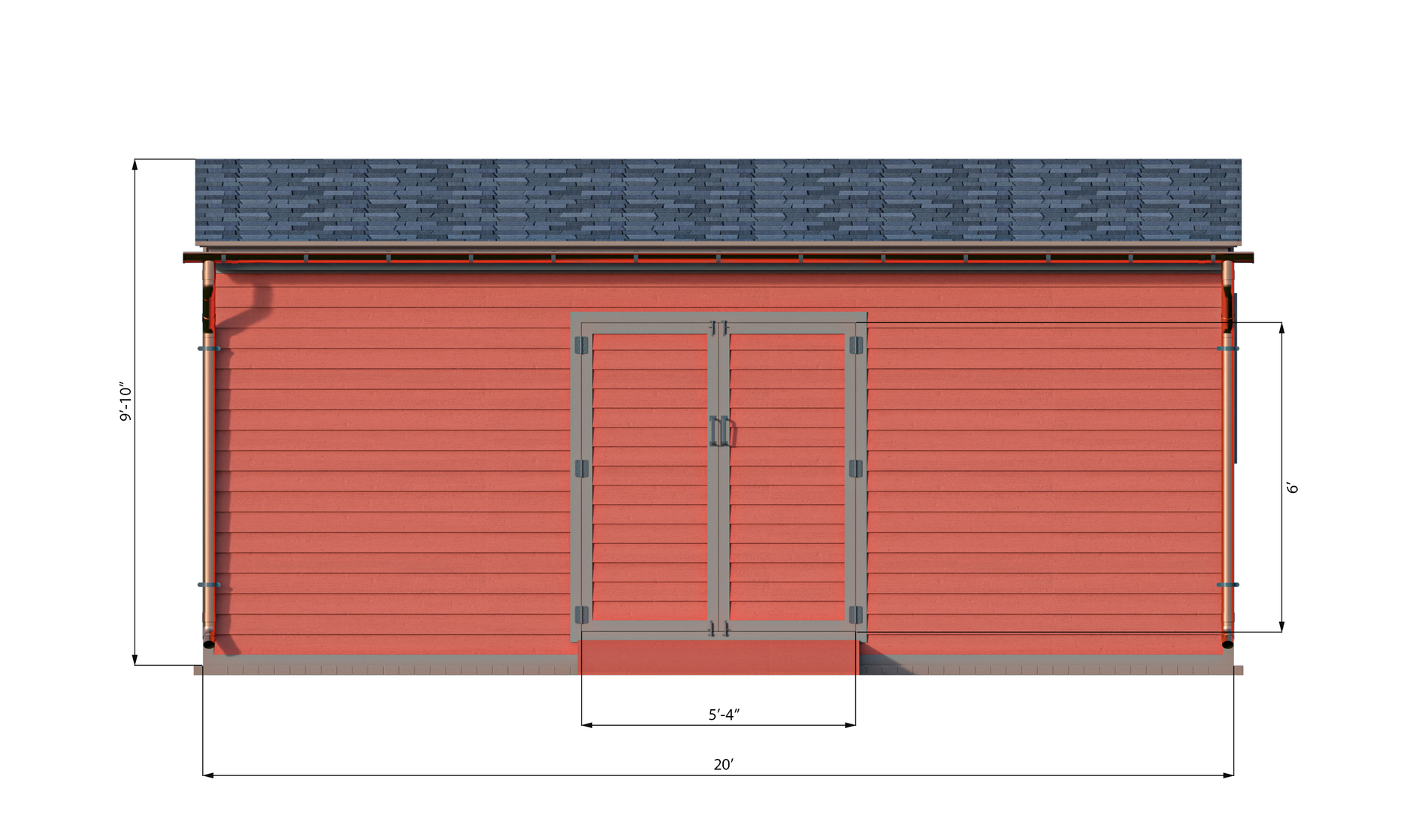 10x20 lean to storage shed front side preview