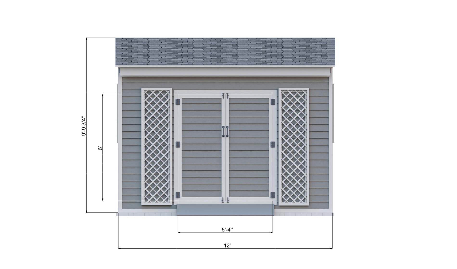 12x12 lean to garden shed front side preview