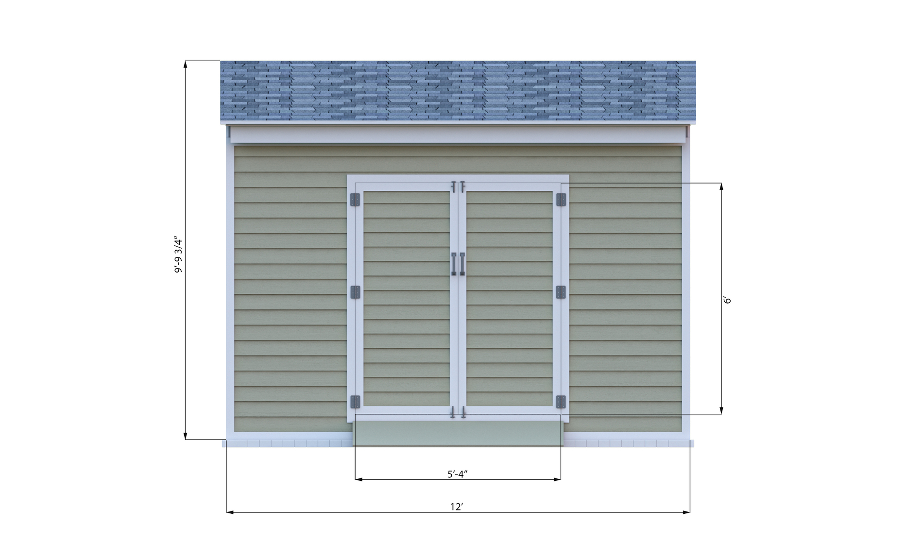 12x12 lean to storage shed front side preview