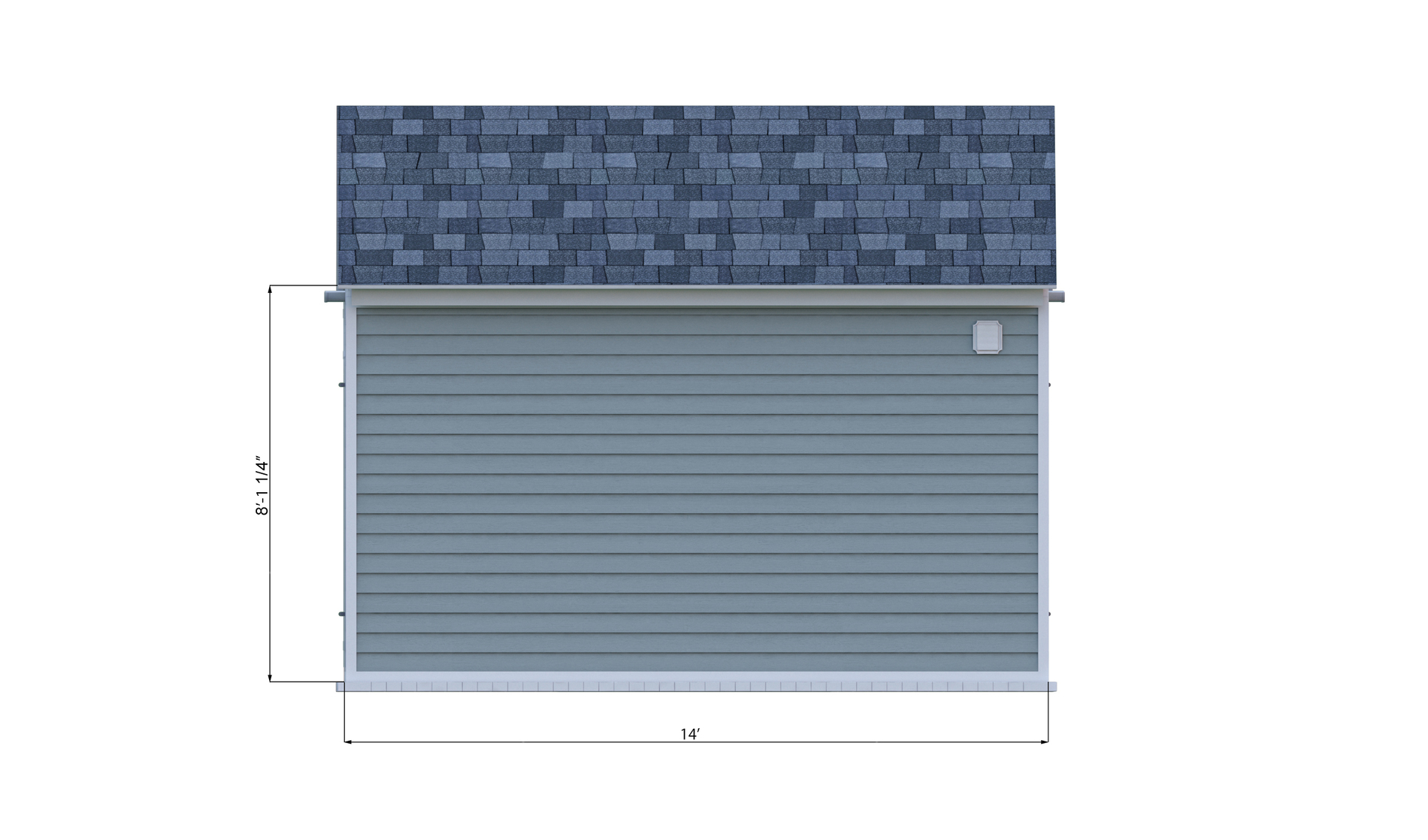 12x14 gable storage shed back side preview