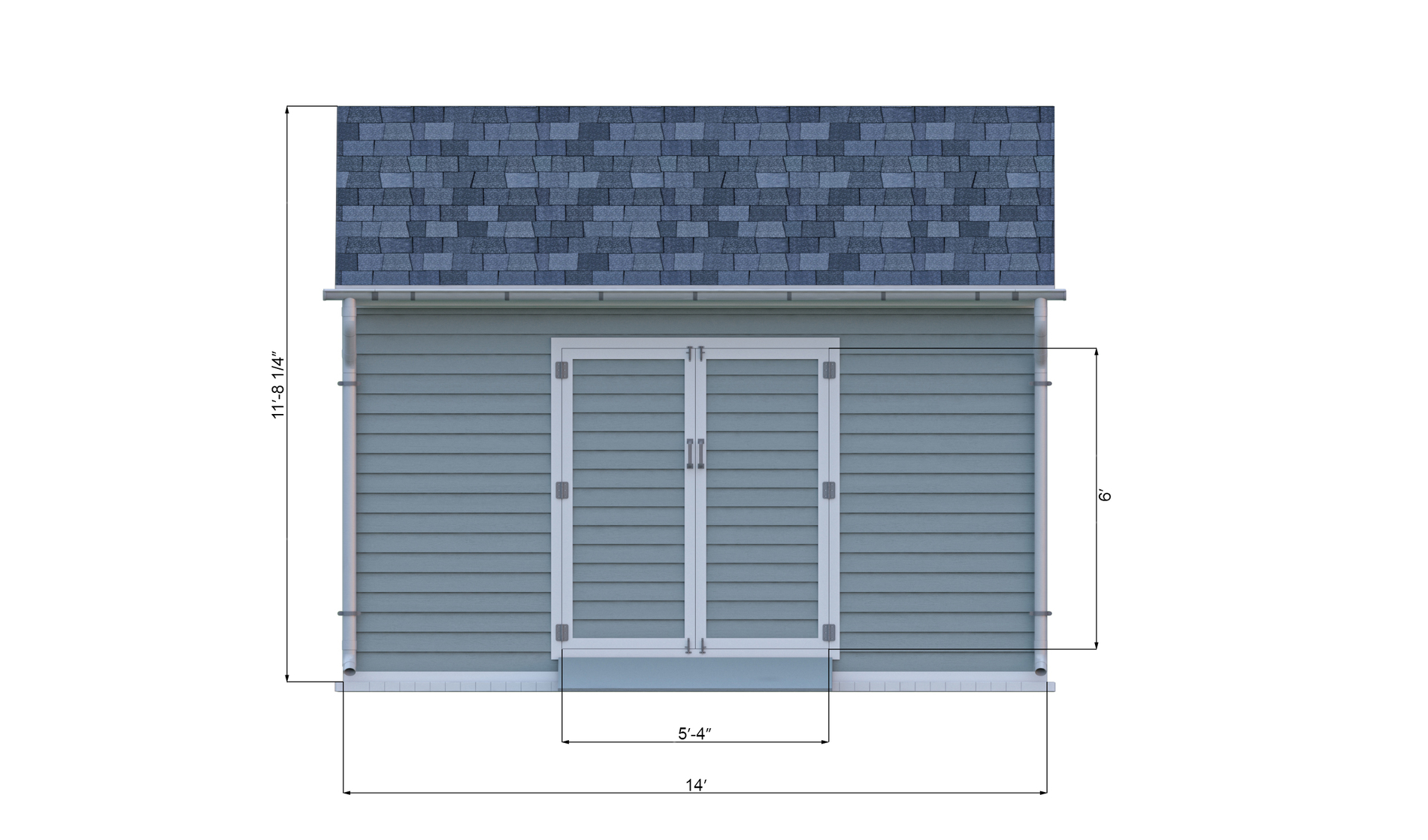 12x14 gable storage shed front side preview