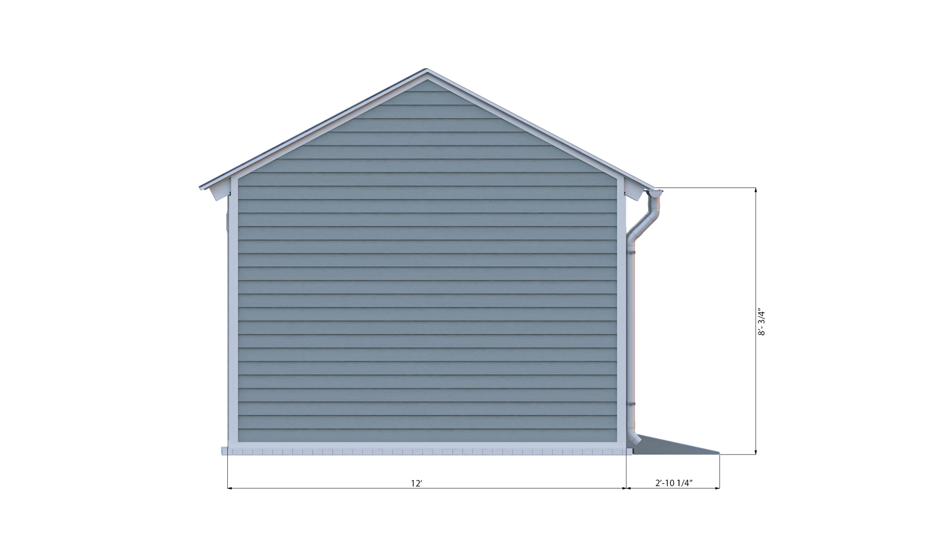 12x14 gable storage shed right side preview