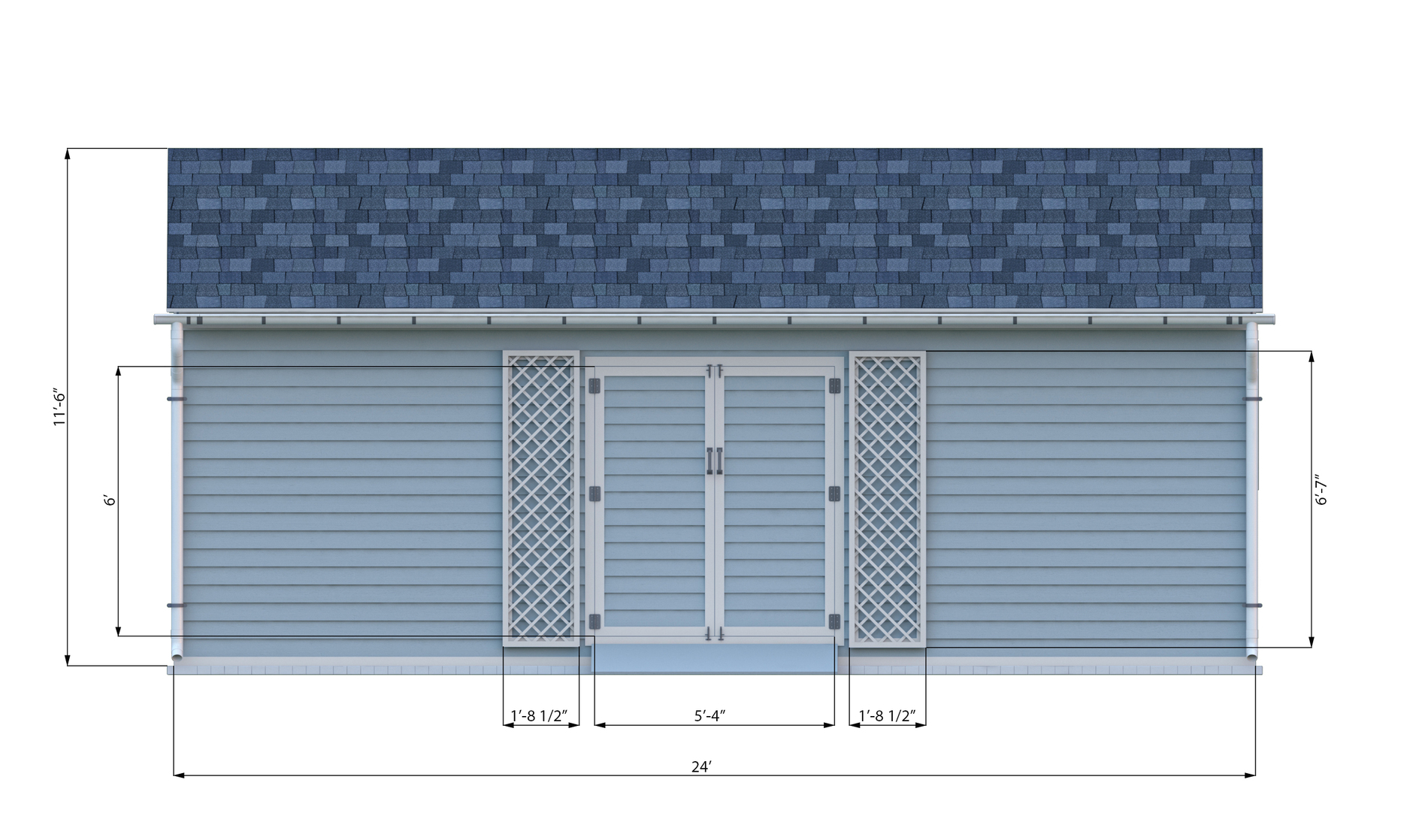 12x24 gable garden shed front side preview