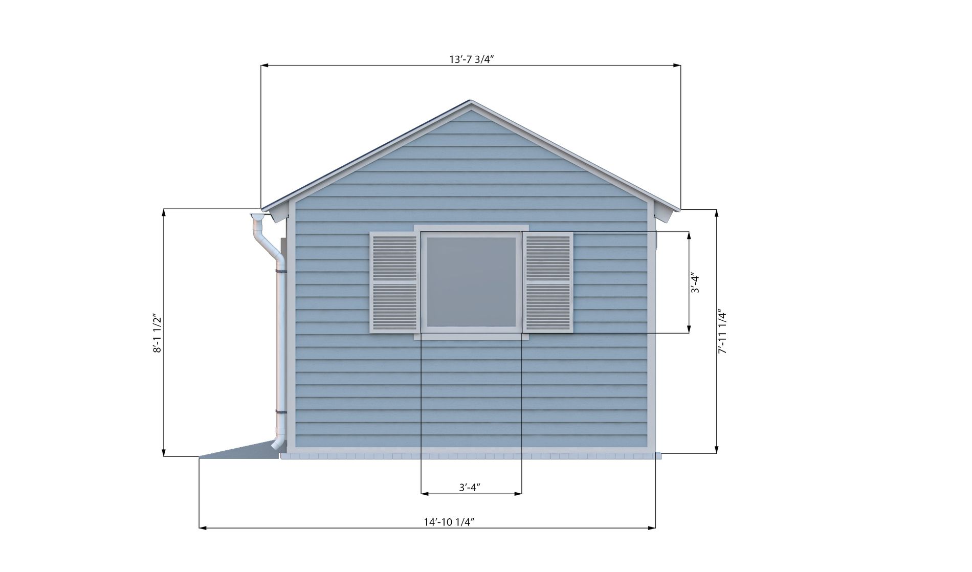 12x24 gable garden shed left side preview