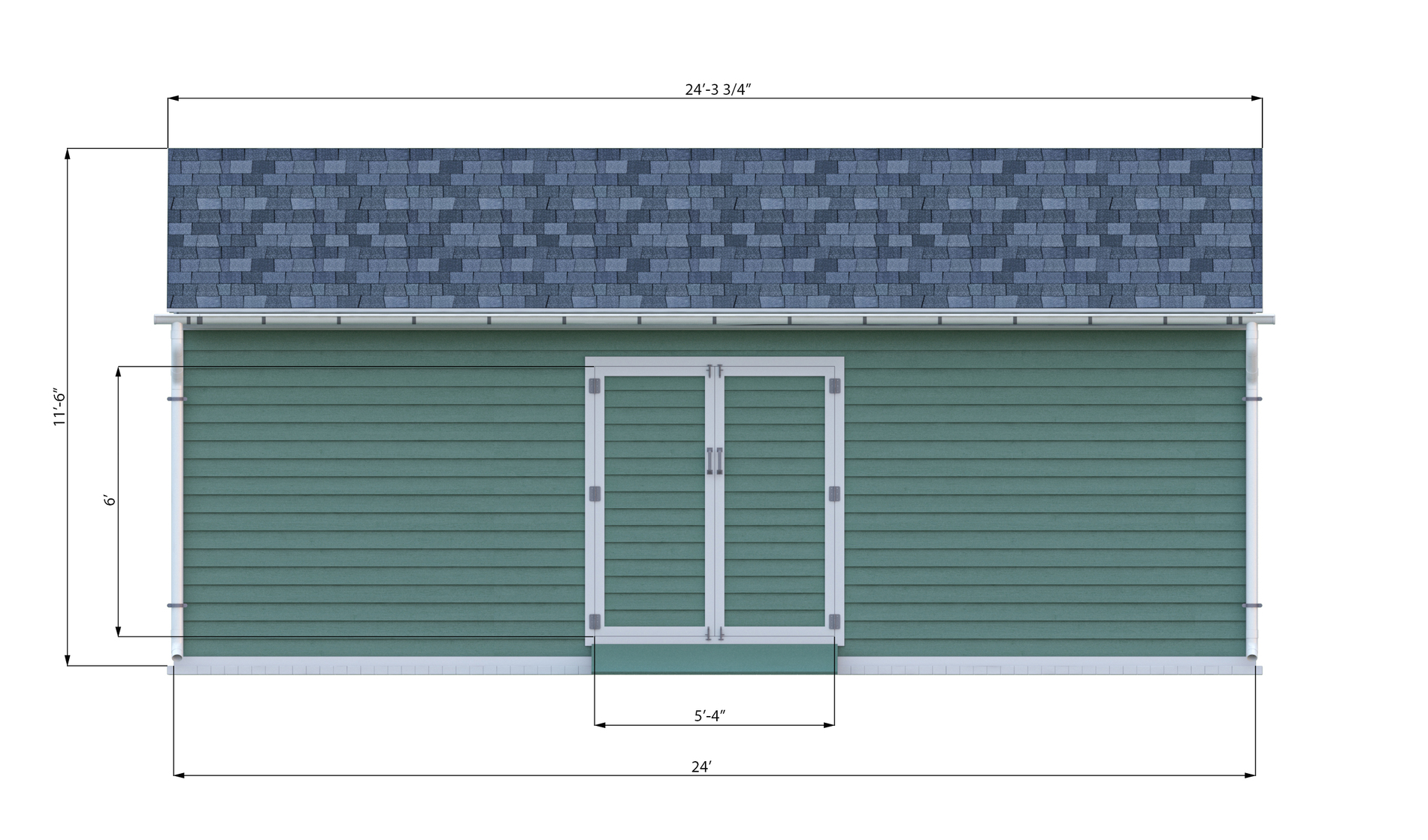 12x24 gable storage shed front side preview