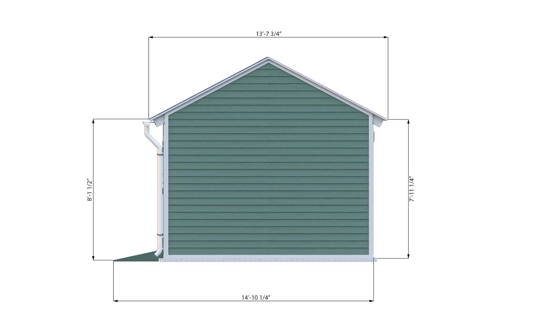 12x24 gable storage shed left side preview