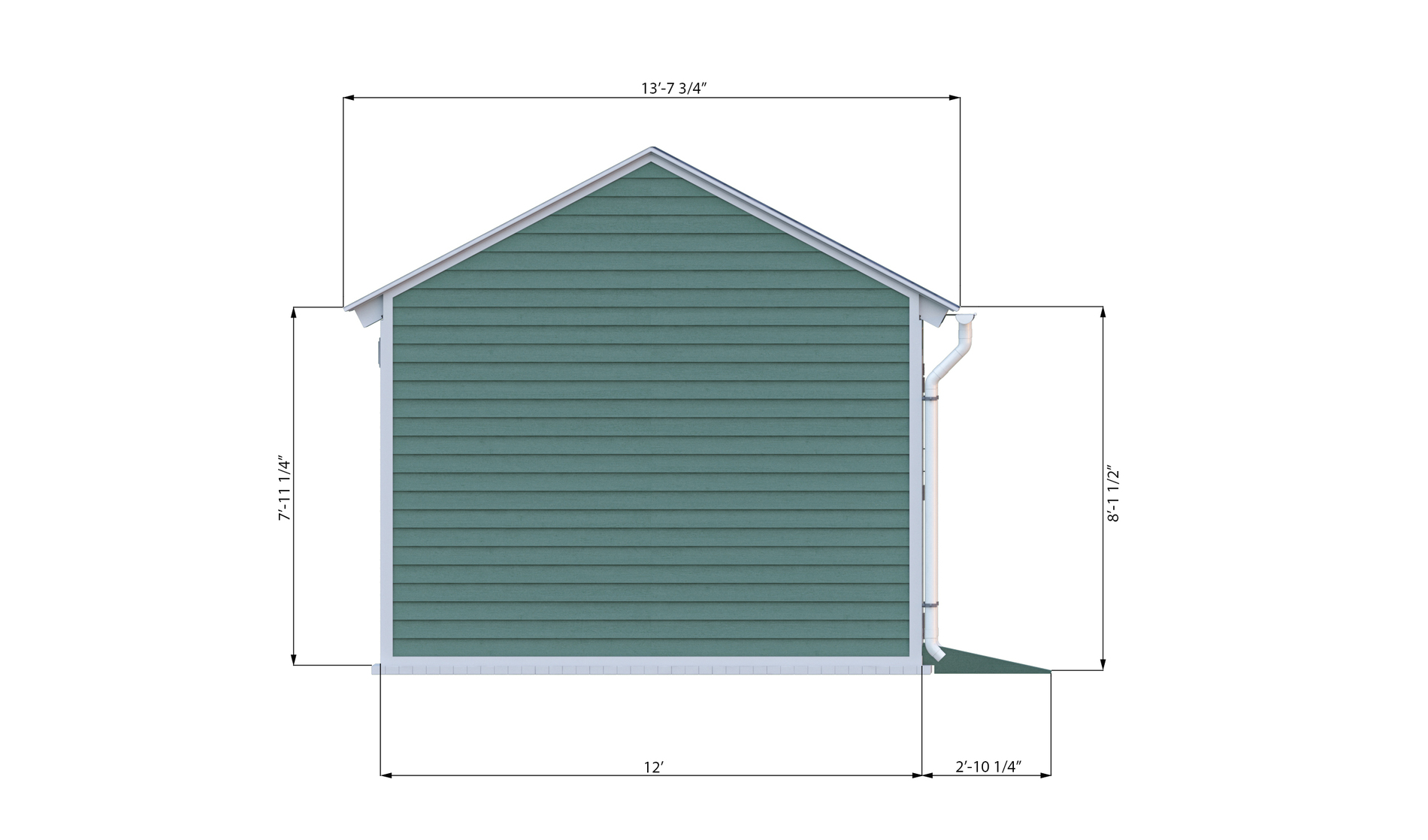 12x24 gable storage shed right side preview