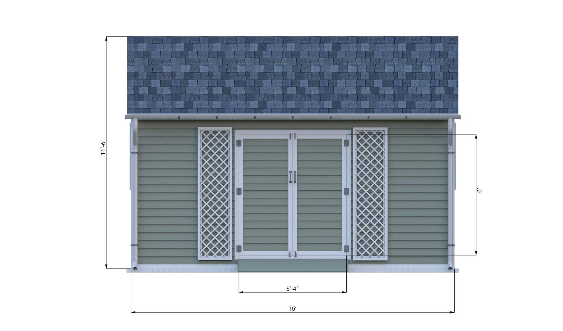 8x16 gable garden shed front side preview