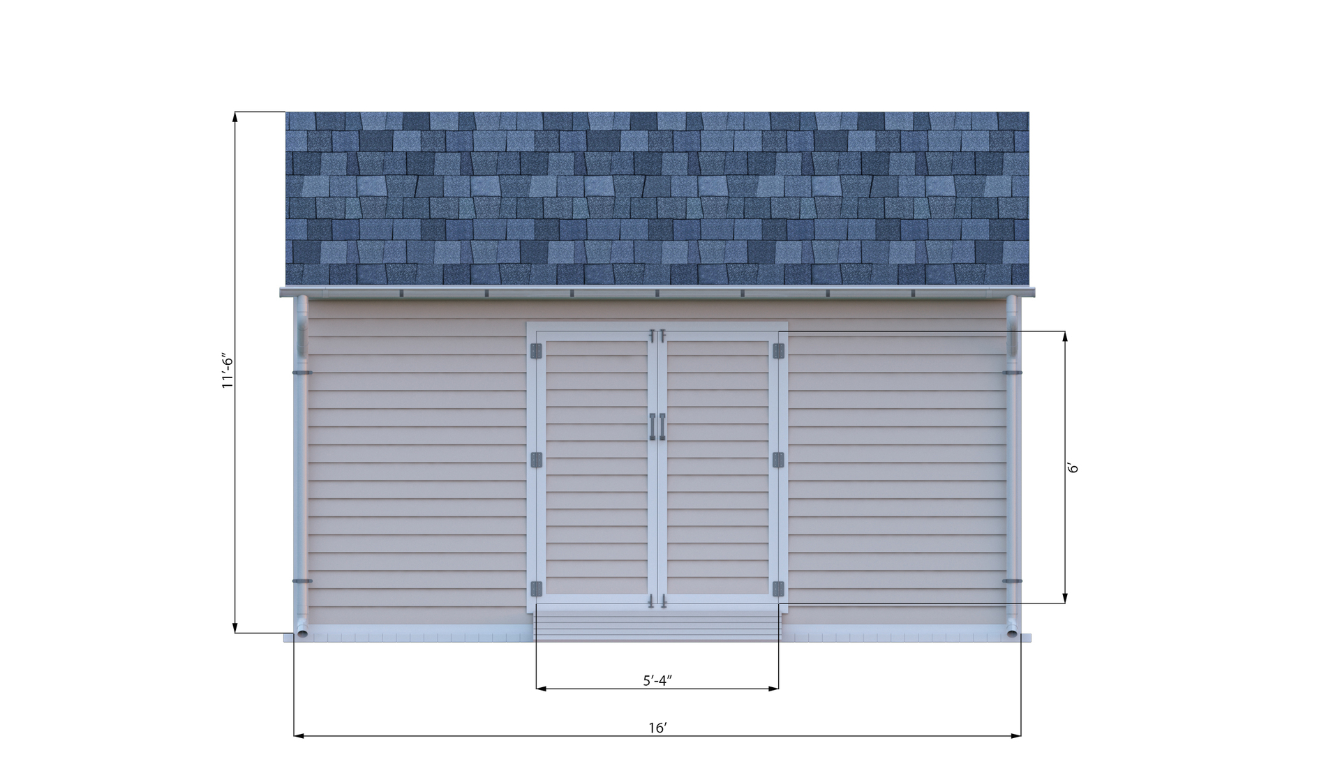 8x16 gable storage shed front side preview
