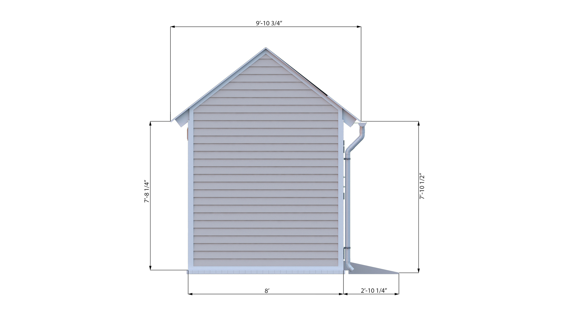 8x16 gable storage shed right side preview