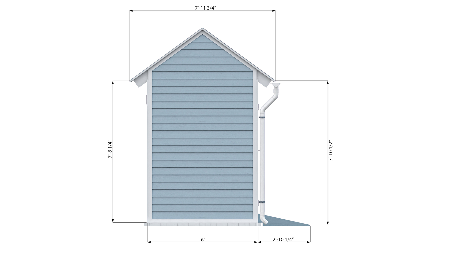 6x10 gable garden shed right side preview