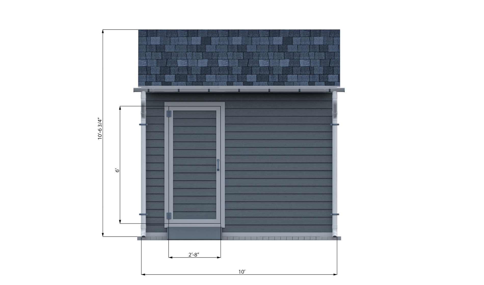 6x10 gable storage shed front side preview