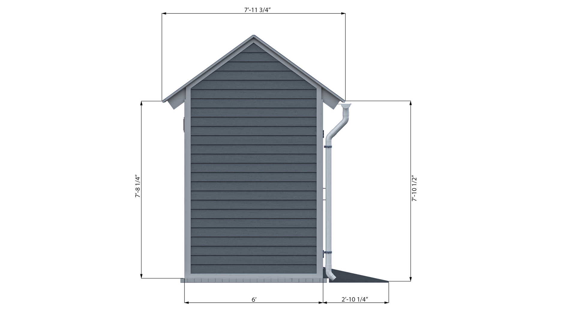 6x10 gable storage shed right side preview