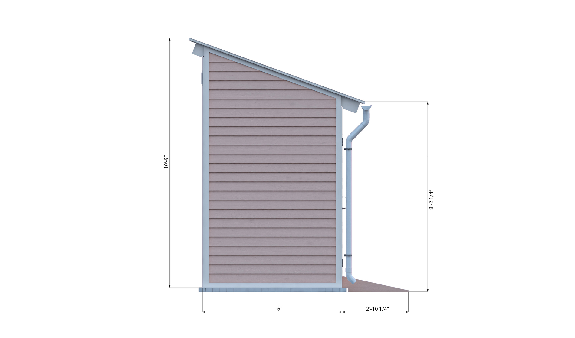6x10 lean to storage shed right side preview