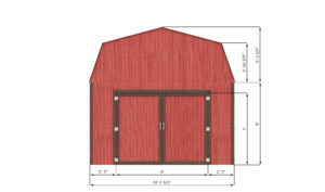 14x24-gambrel-garage-shed-front-side-dimensions