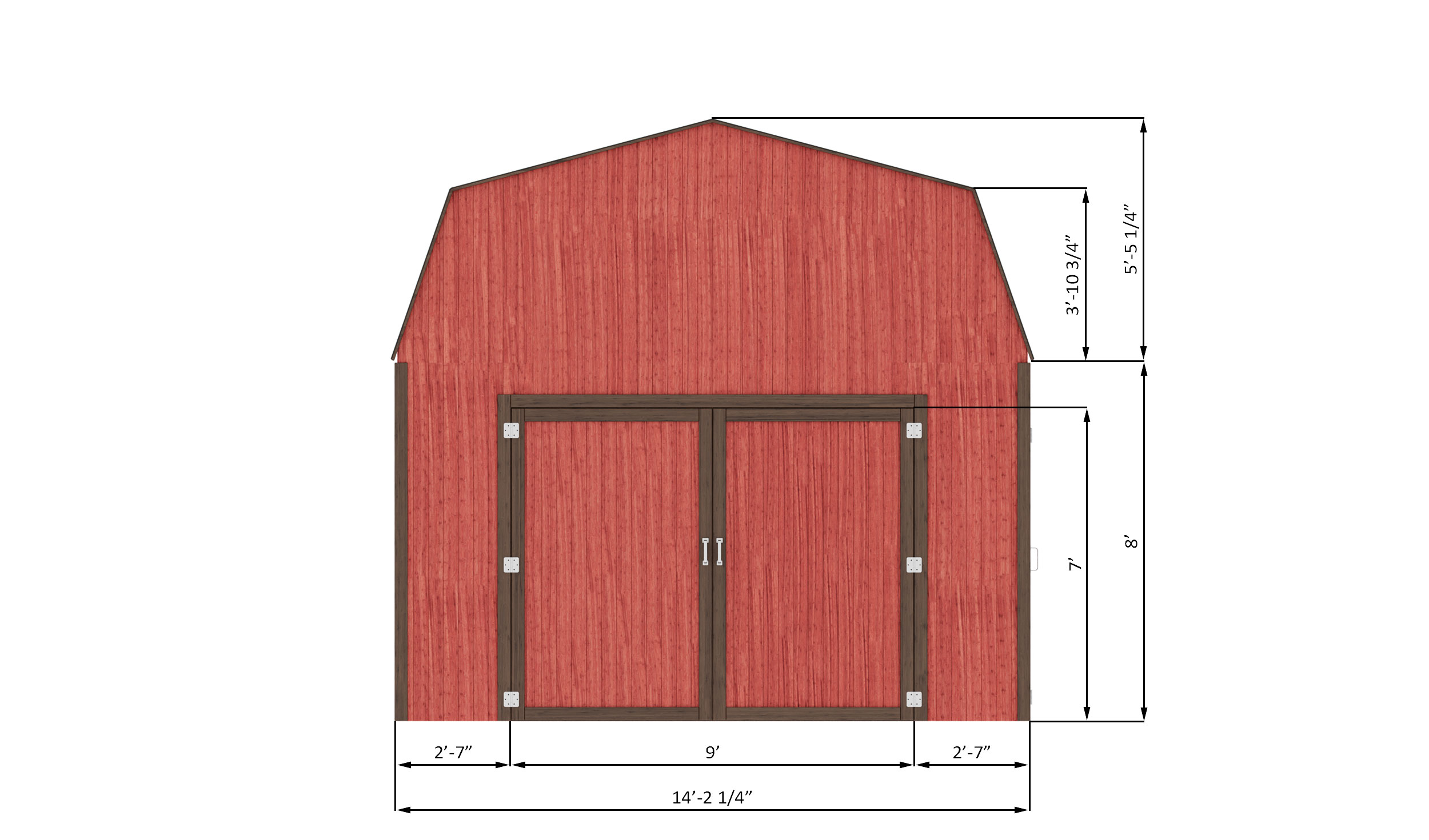 14x24-gambrel-garage-shed-front-side-dimensions