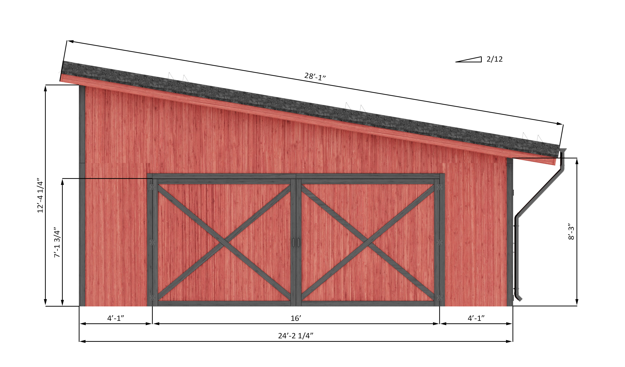 24x24-garage-shed-right-side-dimensions