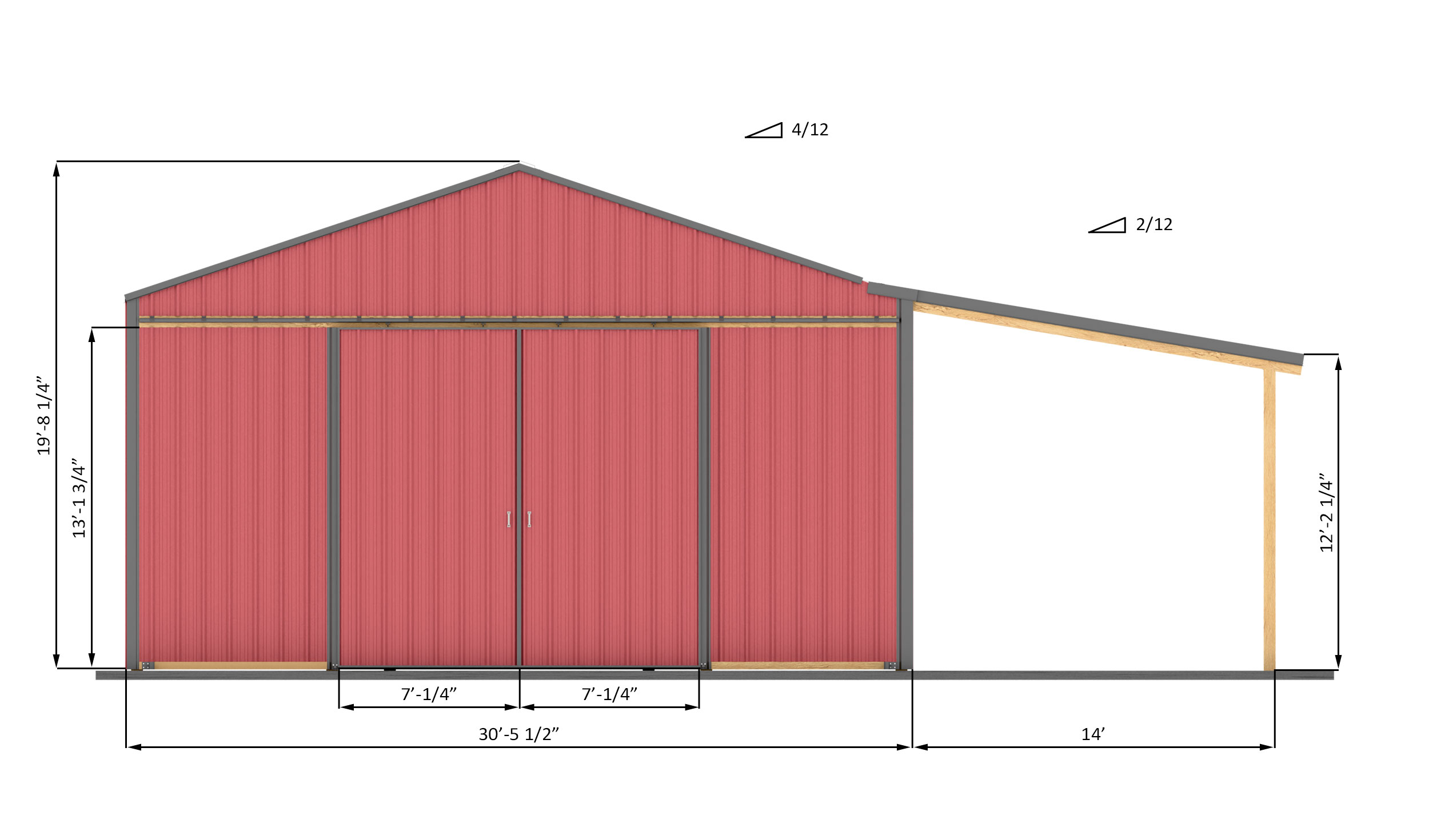 30x40-pole-barn-right-side-dimensions